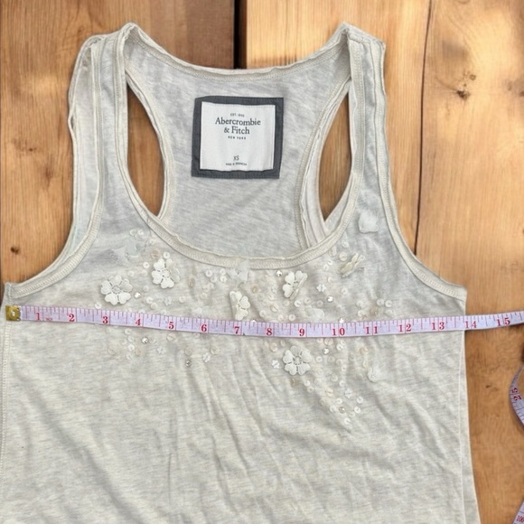 Abercrombie & Fitch Women's Light Gray Racerback Tank Top Floral XS Y2K Vintage - Picture 4 of 7